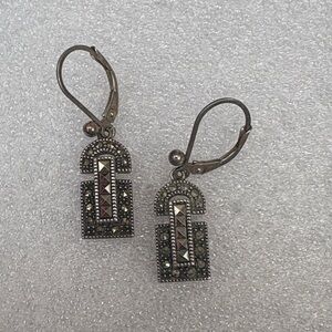 Vintage Judith Jack Marcasite Sterling Silver Pierced Earrings